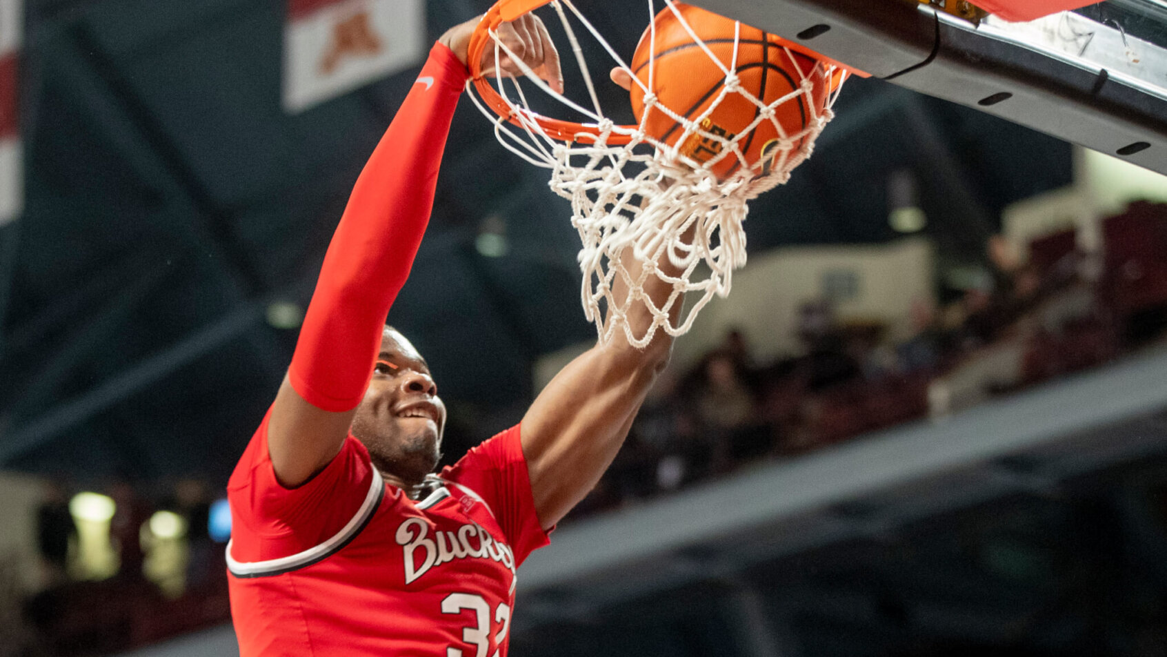 Ohio State forward E.J. Liddell dunking