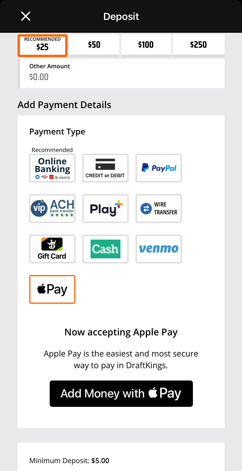 Apple Pay Betting Sites DraftKings