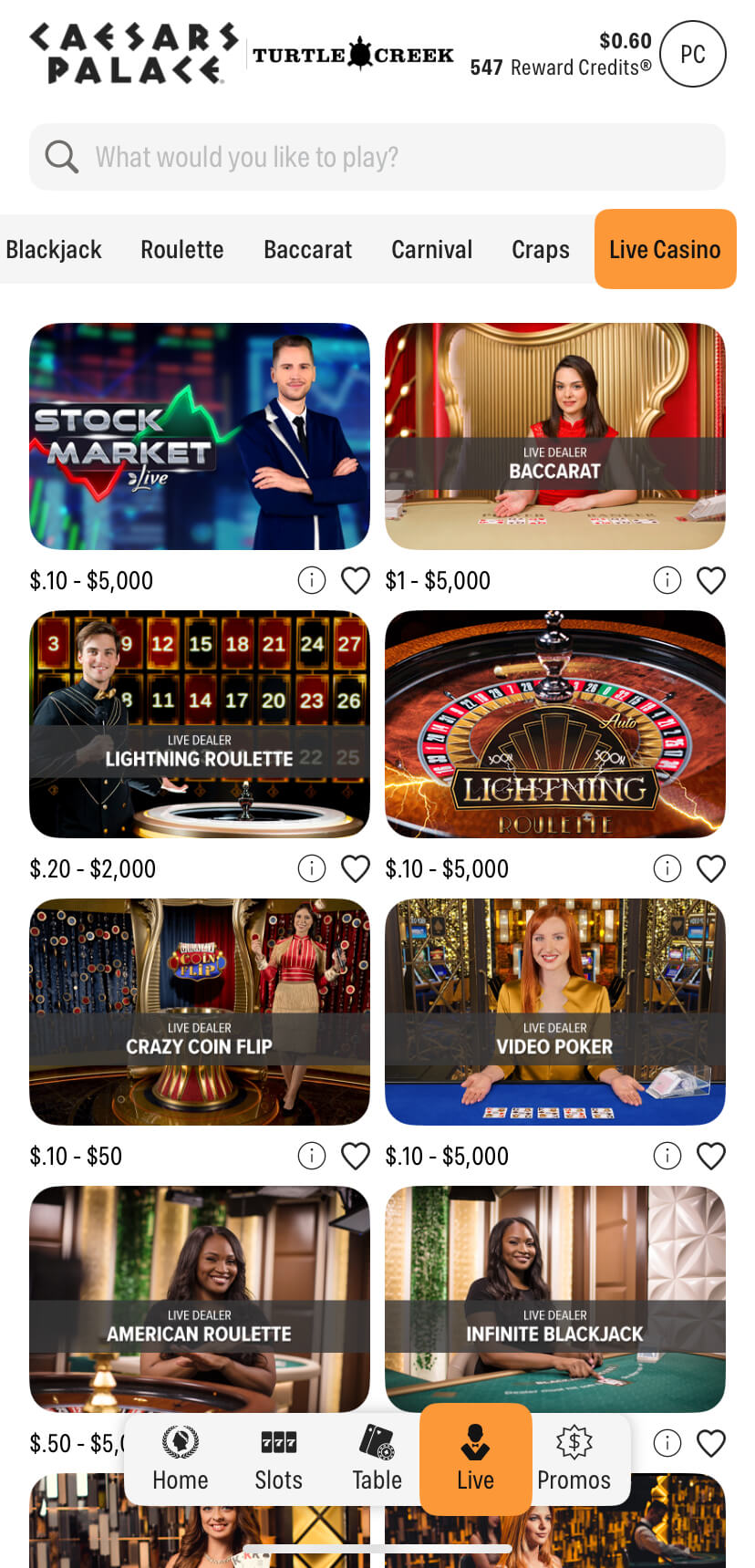 Best Online Casino Live Dealer Caesars Palace