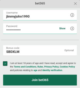 bet365 promo code sbdxlm