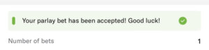 BetMGM parlay bet accepted confirmation screenshot