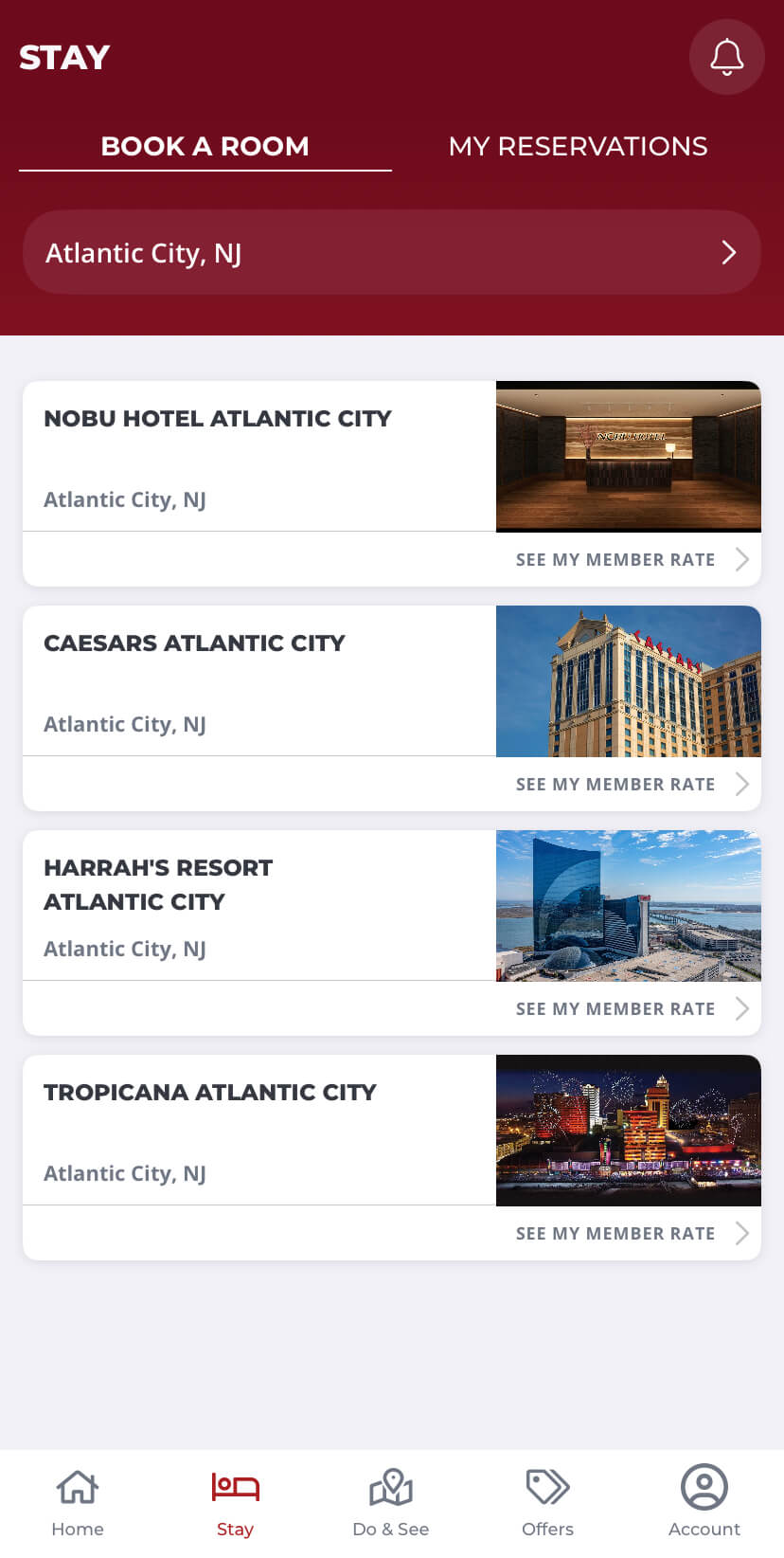 Caesars Rewards hotel rooms