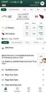 Caesars Sportsbook review app screenshot