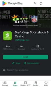 DraftKings NC Google Play Store