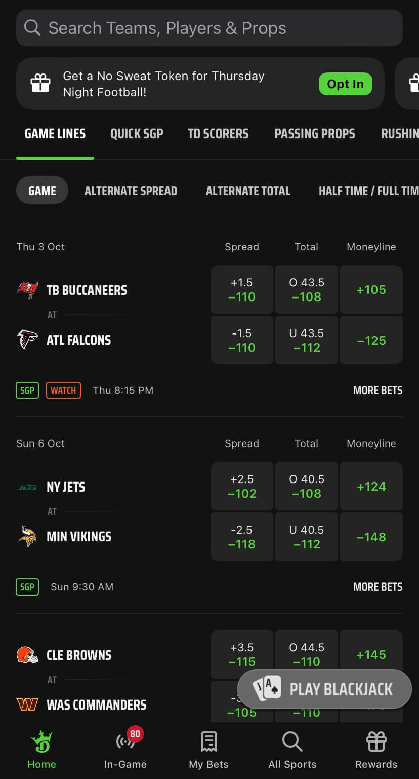 DraftKings Review NFL Betting