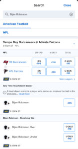 FanDuel Sportsbook Review search function