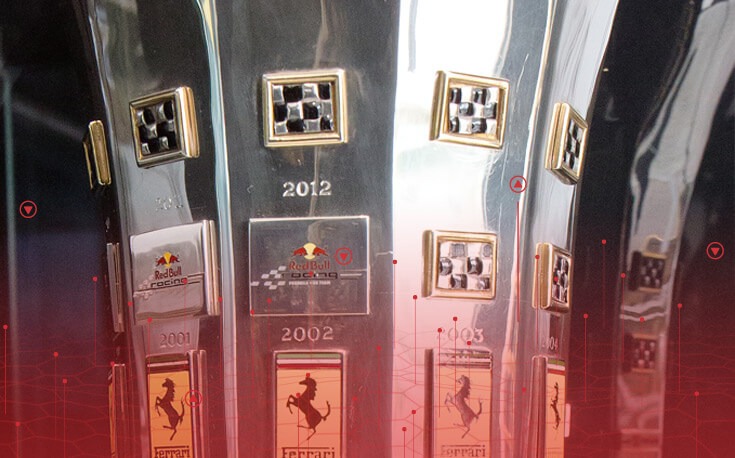 close up image of the formula 1 constructor's championship trophy