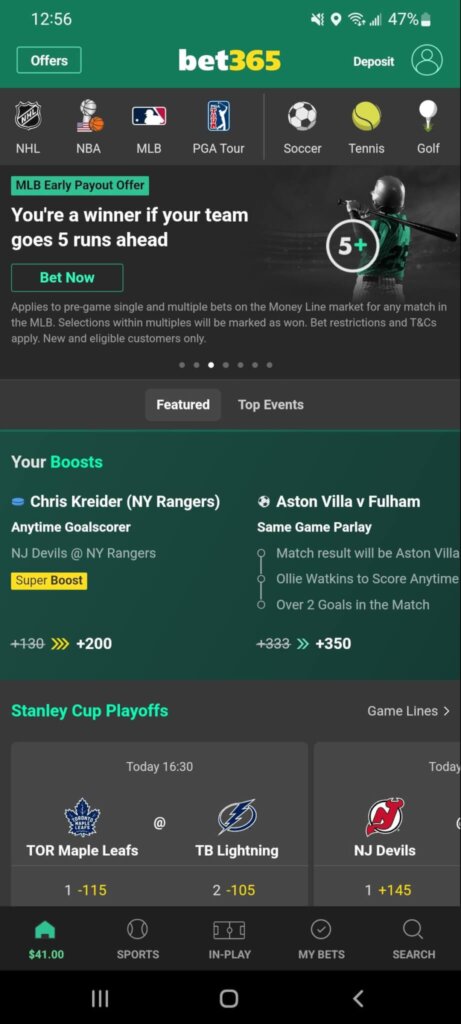 bet365 app screenshot