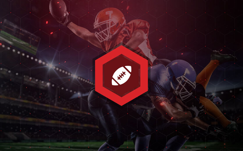 Football betting icon overlaid on NFL image