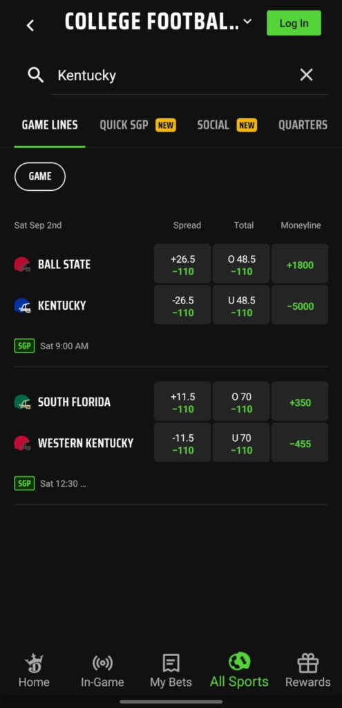 draftkings kentucky app