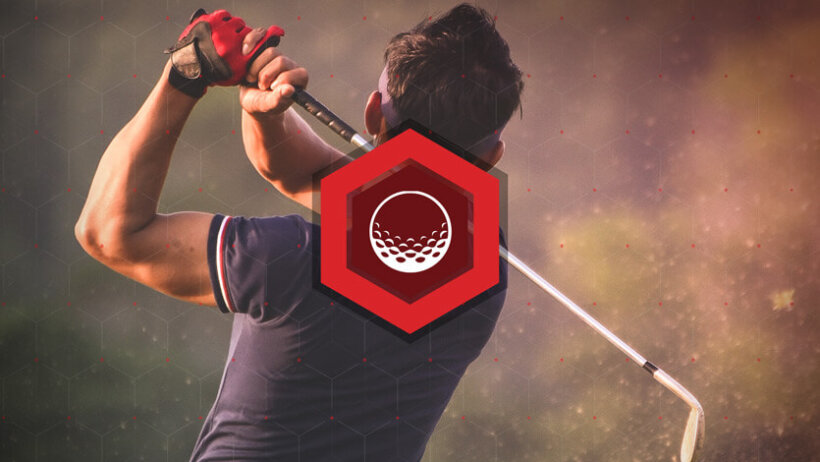 golf betting icon over top of a golfer swinging club