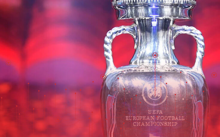 close up image of the uefa euro trophy