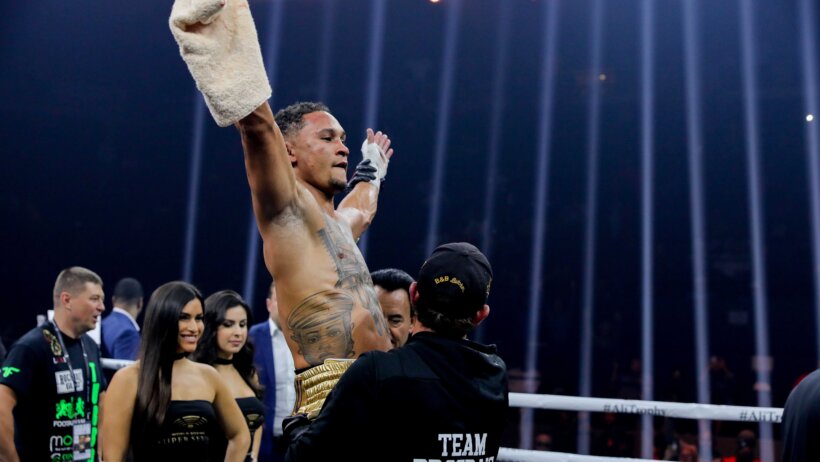 Regis Prograis celebrates a victory