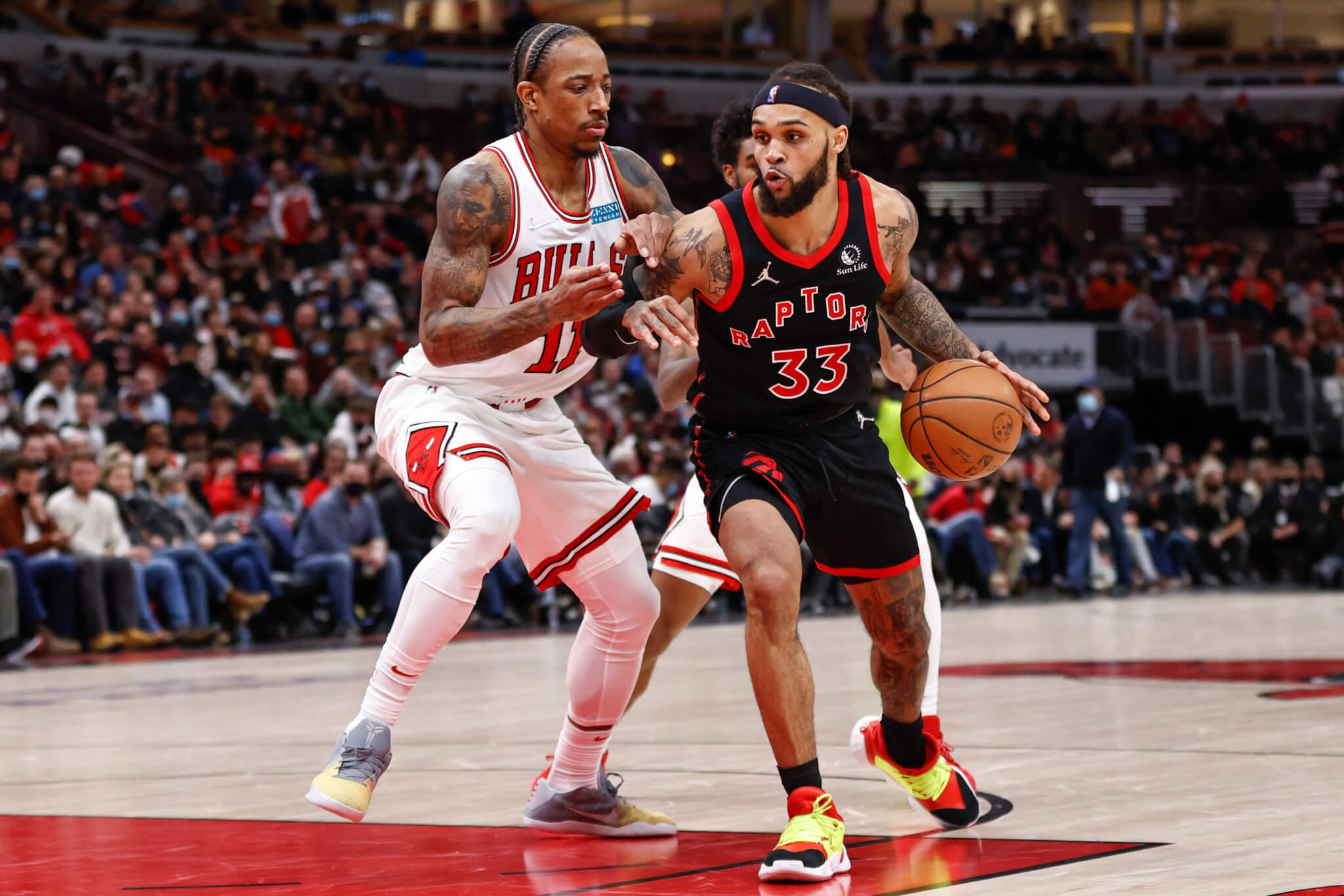 Gary Trent Jr defended by DeMar DeRozan