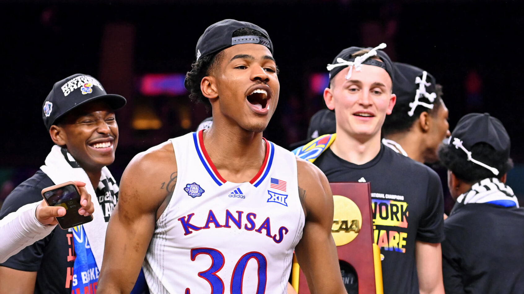 Kansas Jayhawks celebrate NCAA win