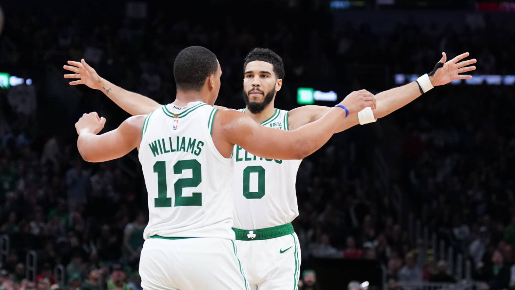 Jayson Tatum and Grant Williams celebration