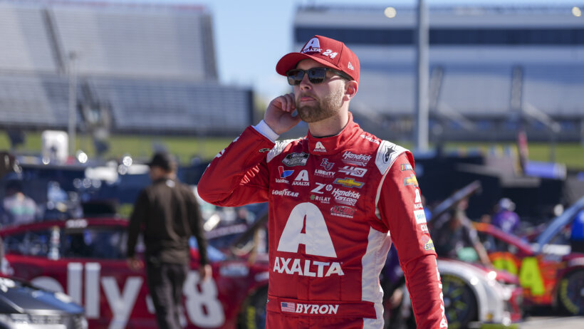 NASCAR Series driver William Byron looks on