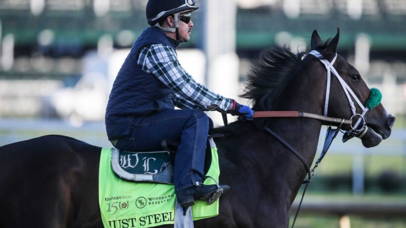 Just Steel working out before the 2024 Kentucky Derby