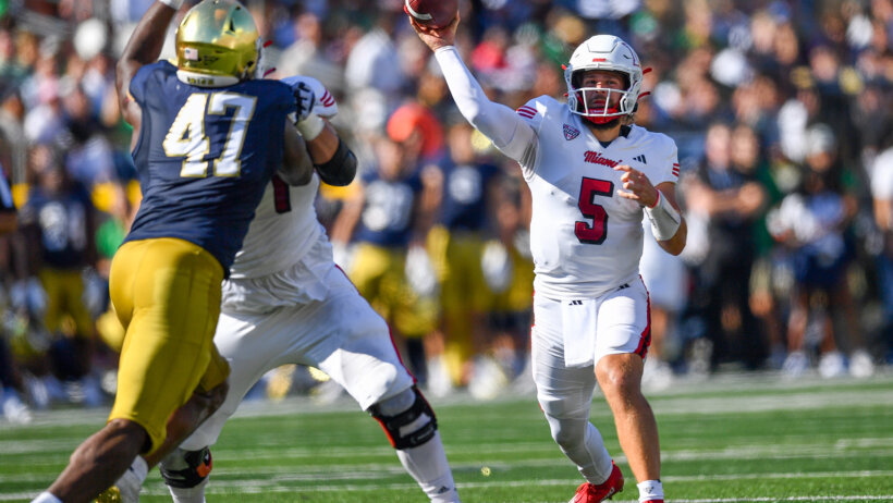 Brett Gabbert fires a pass versus Notre Dame.