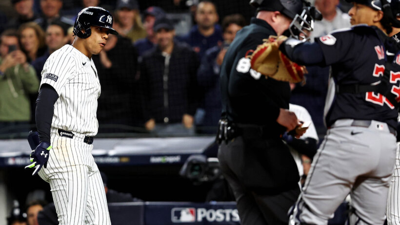 New York Yankees outfielder Juan Soto celebrating a home run