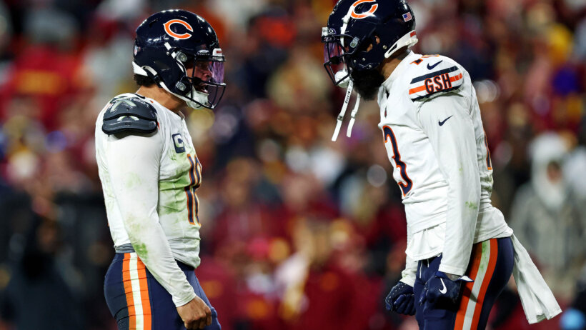 Caleb Williams and Keenan Allen celebrating