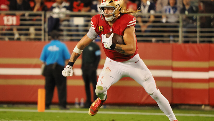 San Francisco 49ers tight end George Kittle carries the ball