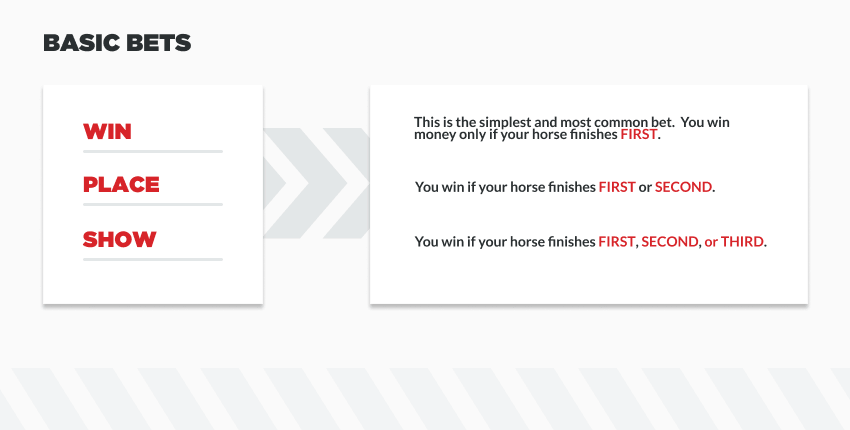 Infographic outlining basic bets in horse racing