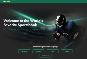 Bet365 affiliate landing page screenshot football player