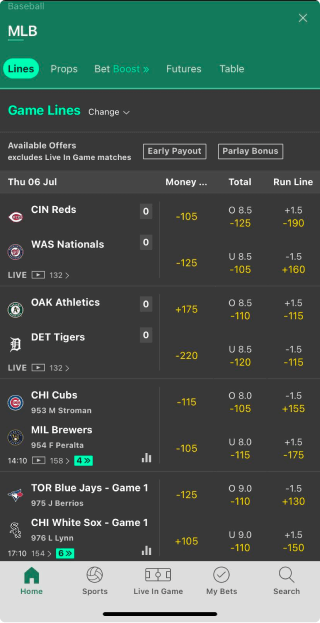 Bet365 app screenshot odds