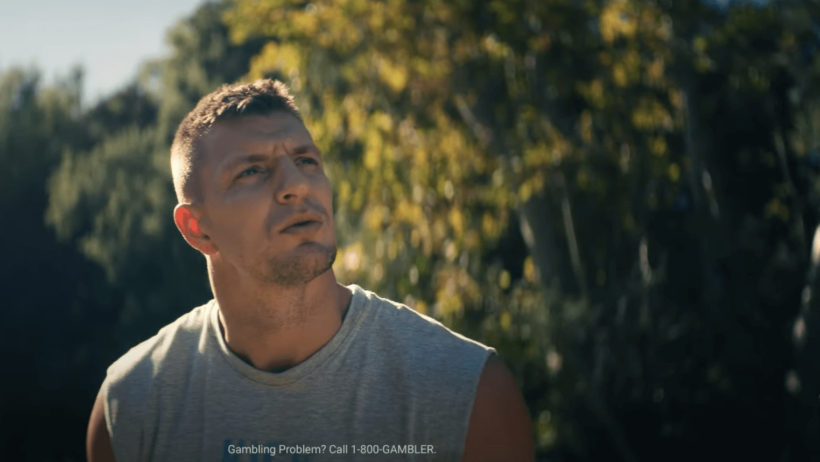 Rob Gronkowski watching field goal kick FanDuel fake movie trailer