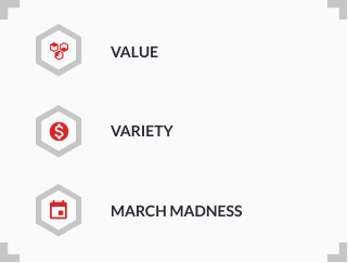 variety value sportsbook experience infographic with hexagon icons