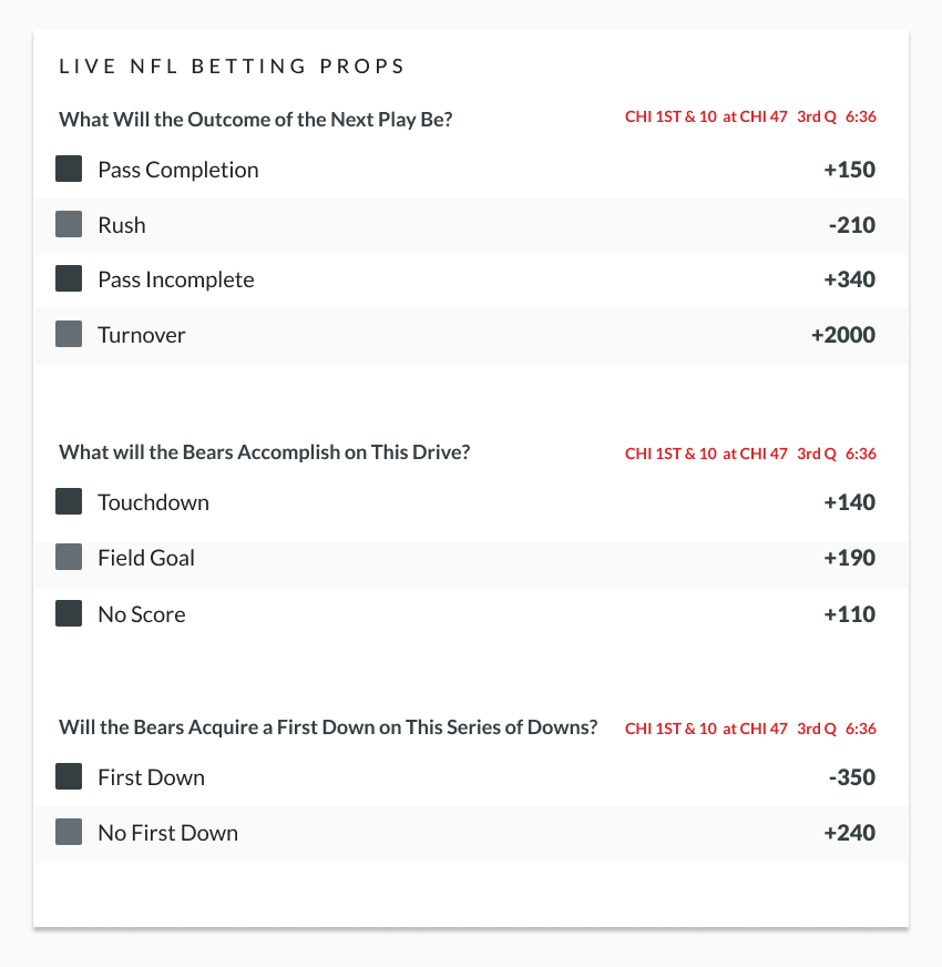 example of live betting nfl props