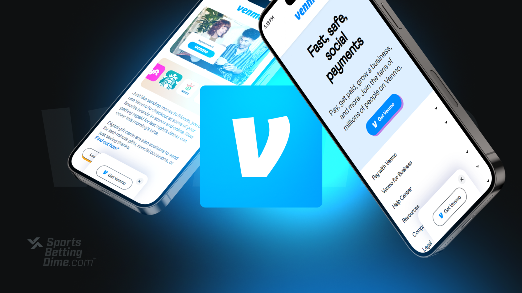 venmo app logo with screenshots of the website