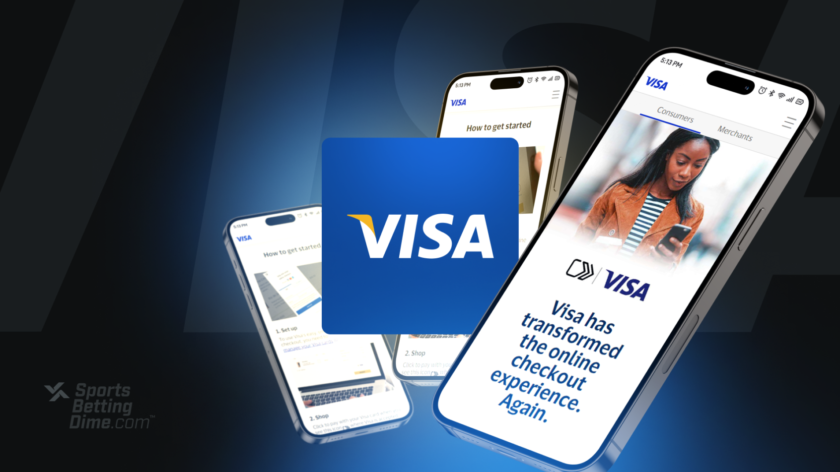 visa app logo with screenshots of the website