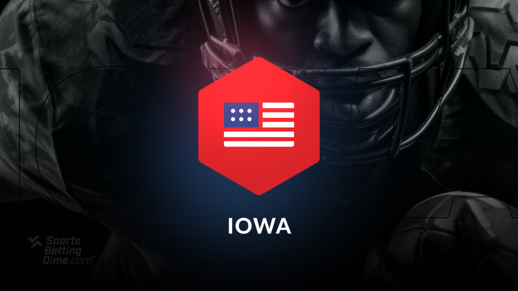 usa flag icon overlaid on a football player with the text iowa