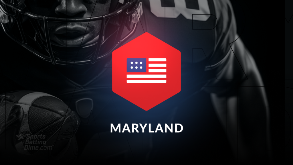 usa flag icon overlaid on a football player with the text maryland