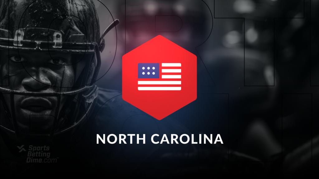 usa flag icon overlaid on a football player with the text north carolina