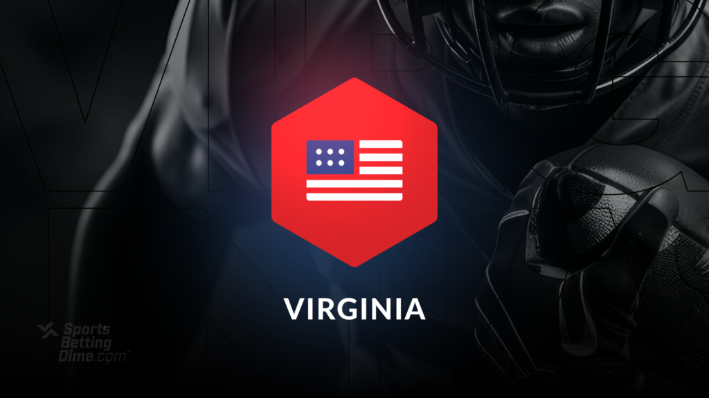 usa flag icon overlaid on a football player with the text virginia