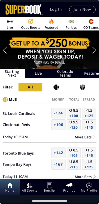 Superbook app screenshot odds