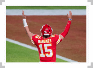 Patrick Mahomes signaling a touchdown